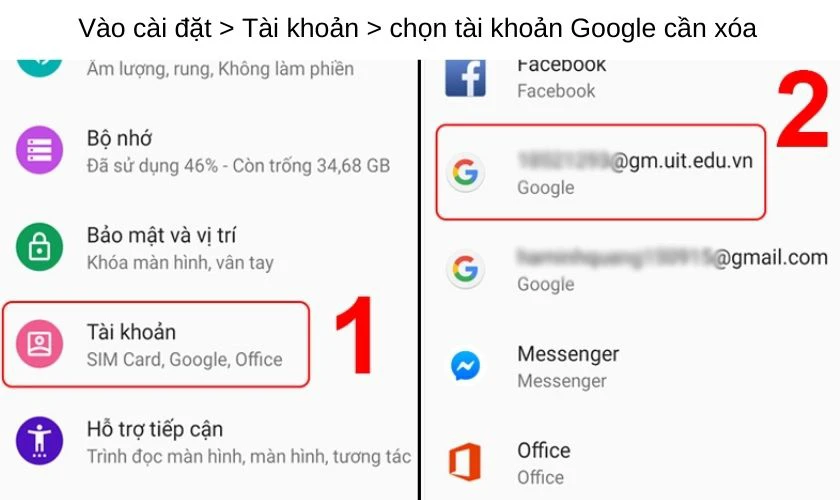 C&aacute;ch x&oacute;a t&agrave;i khoản Google khỏi điện thoại Android
