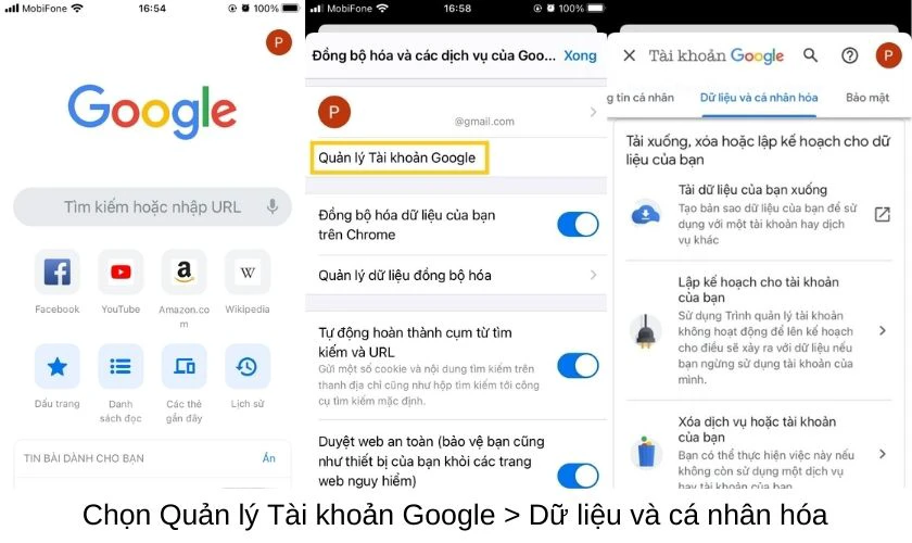 Chọn dữ liệu v&agrave; c&aacute; nh&acirc;n h&oacute;a