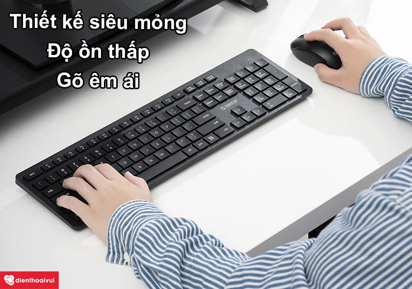 Combo b&agrave;n ph&iacute;m + chuột kh&ocirc;ng d&acirc;y ORICO WKM01-BK