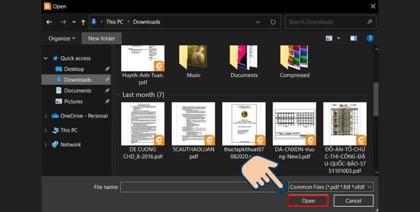 Chọn v&agrave;o file muốn mở