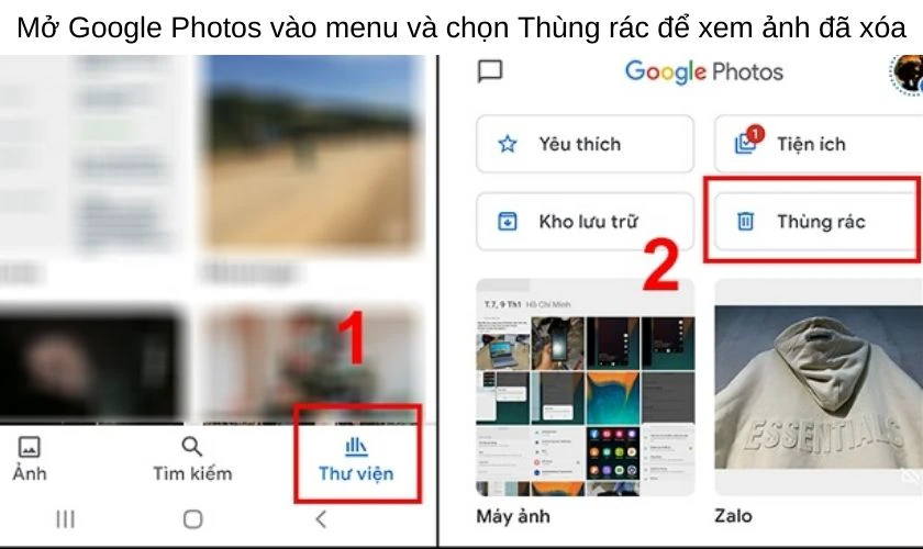 Kh&ocirc;i phục ảnh, video đ&atilde; x&oacute;a bằng Google Photos