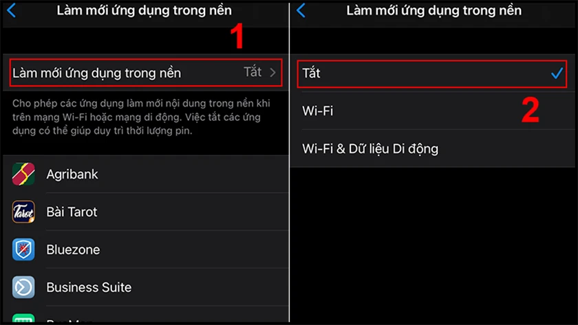Tắt l&agrave;m mới ứng dụng nền tr&ecirc;n iPhone