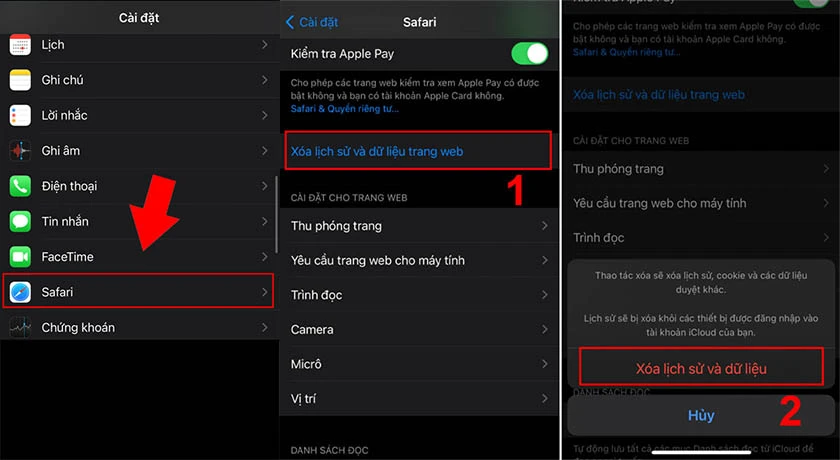 X&oacute;a cookie bộ nhớ đệm v&agrave; dữ liệu Safari tr&ecirc;n iPhone