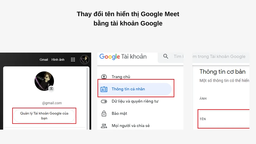 Đ&ocirc;̉i t&ecirc;n Google Meet tr&ecirc;n tài khoản Google