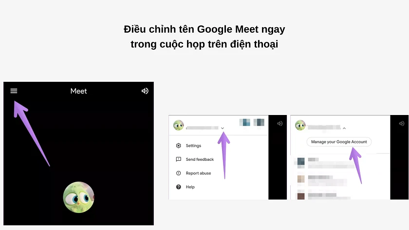 Đ&ocirc;̉i t&ecirc;n Google Meet từ ứng dụng đi&ecirc;̣n thoại
