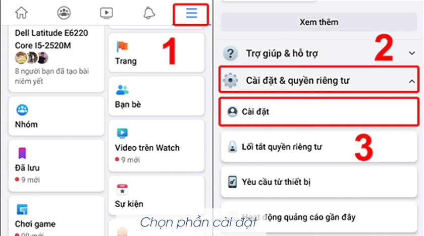 Vào Cài đặt & quyền riêng tư