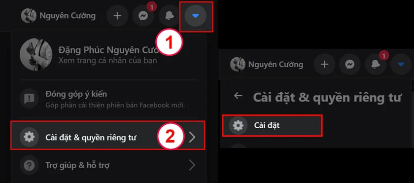 Chọn c&agrave;i đặt v&agrave; quyền ri&ecirc;ng tư