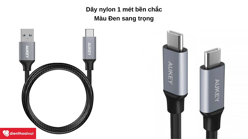 C&aacute;p sạc bọc d&ugrave; Type-C to Type-C 1m Aukey CB-CD5