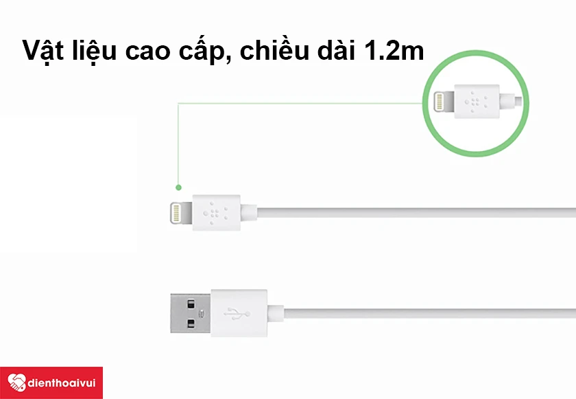 C&aacute;p Lightning Belkin MIXIT MFi 1.2m - Bền bỉ, nhanh ch&oacute;ng
