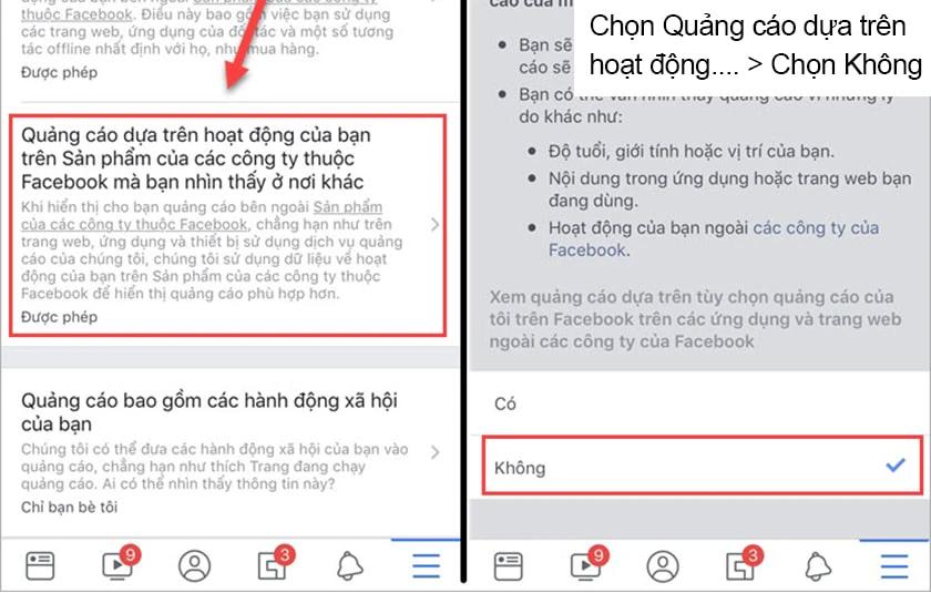 Chặn quảng c&aacute;o Facebook tr&ecirc;n iPhone