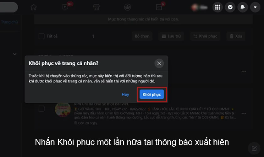 Hướng dẫn kh&ocirc;i phục, lấy lại b&agrave;i viết đ&atilde; x&oacute;a tr&ecirc;n Facebook bằng m&aacute;y t&iacute;nh đơn giản
