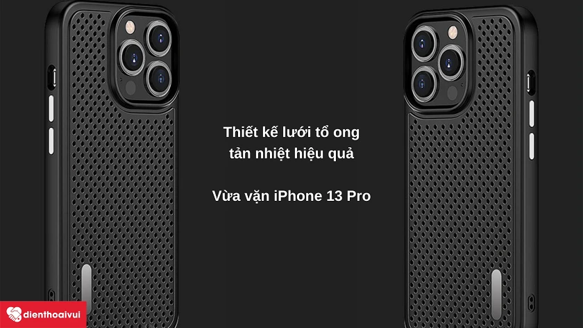 Ốp lưng silicon tổ ong Cooling cho iPhone 13 Pro