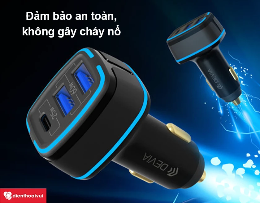 Dock sạc &ocirc; t&ocirc; 3 cổng Devia Extreme Speed 85W (2 USB + Type-C)