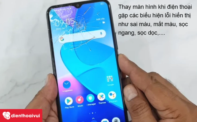 màn hình bị trầy xước, nứt vỡ mặt kính
