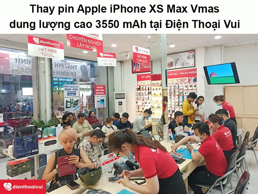 Dịch vụ thay pin Apple iPhone XS Max Vmas dung lượng cao 3550 mAh tại Điện Thoại Vui