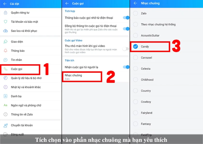 nhấn chọn v&agrave;o phần Cuộc gọi