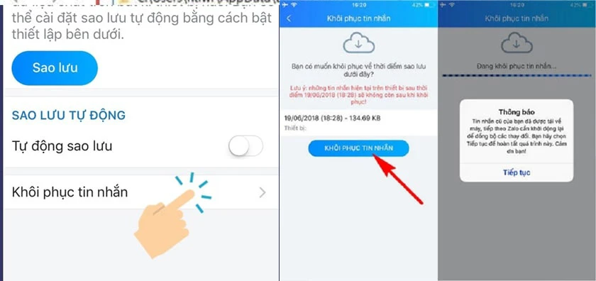 Thu hồi tin nhắn đ&atilde; x&oacute;a tr&ecirc;n zalo android