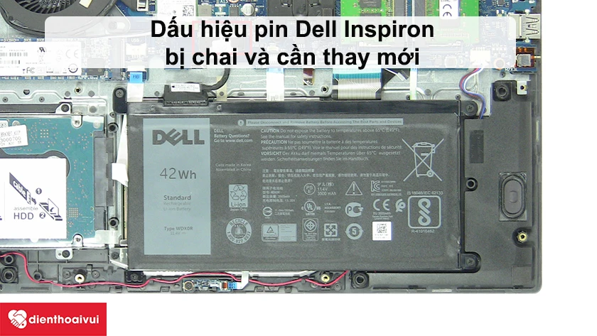 Dấu hiệu pin Dell Inspiron 7560 bị chai v&agrave; cần thay mới&nbsp;