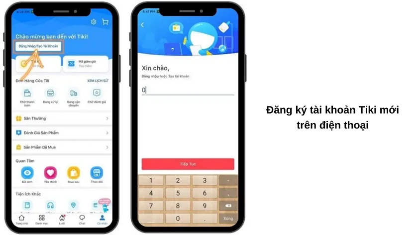 Cách mở tài khoản Tiki tr&ecirc;n đi&ecirc;̣n thoại, máy tính
