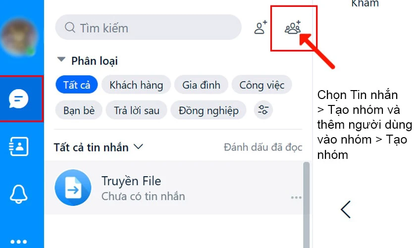 Tạo nh&oacute;m chat