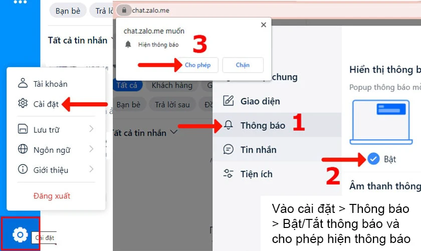 Bật/Tắt th&ocirc;ng b&aacute;o