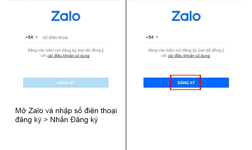 Hướng dẫn đăng k&yacute; t&agrave;i khoản chat Zalo me