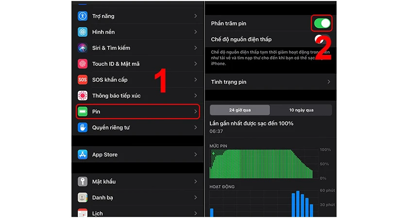 C&aacute;ch l&agrave;m hiển thị phần trăm pin tr&ecirc;n iPhone cũ