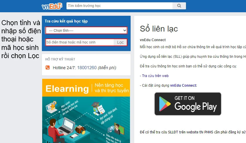 C&aacute;ch tra cứu điểm thi của học sinh tr&ecirc;n lms.vnedu.vn