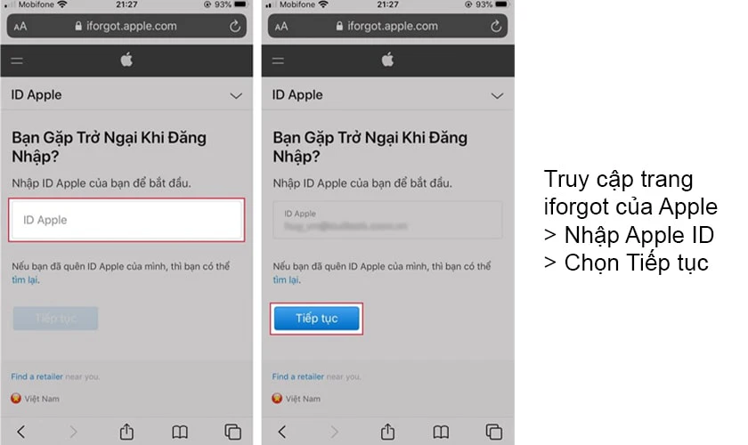 Chọn Tiếp tục