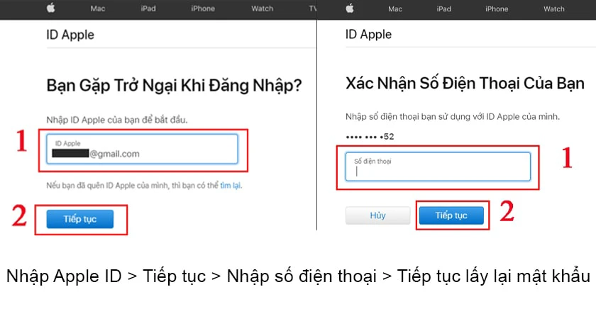 đặt lại mật khẩu id apple khi qu&ecirc;n t&agrave;i khoản
