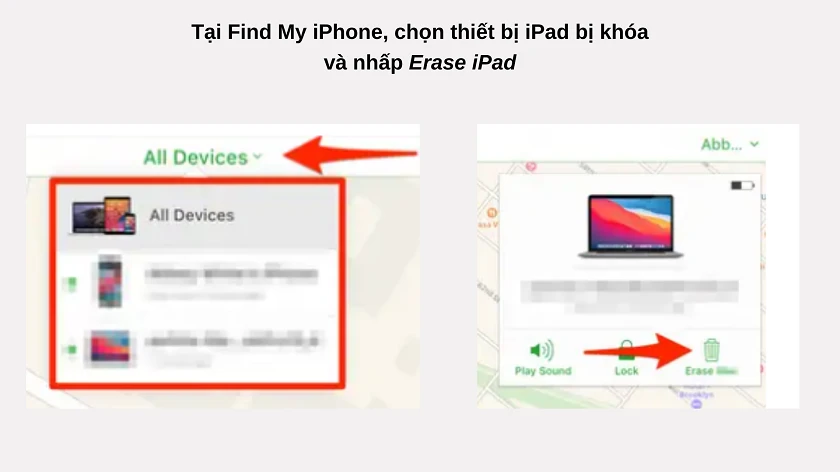 hướng dẫn mở kh&oacute;a icloud ipad bằng find my iphone