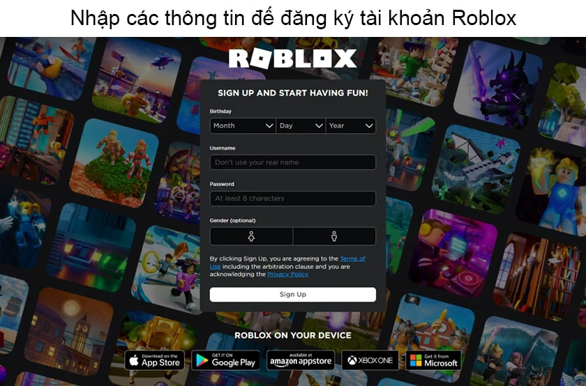 Hướng dẫn đăng k&yacute; t&agrave;i khoản Roblox
