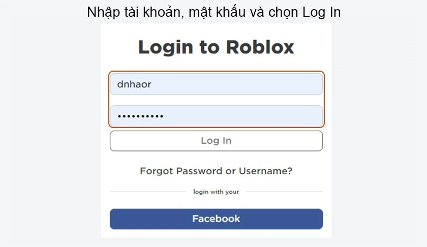 Hướng dẫn đăng nhập v&agrave;o Roblox
