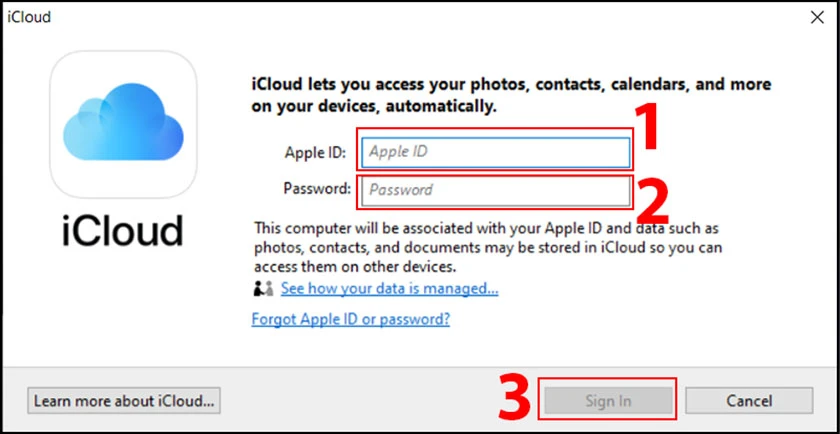 C&aacute;ch đăng nhập iCloud tr&ecirc;n m&aacute;y t&iacute;nh