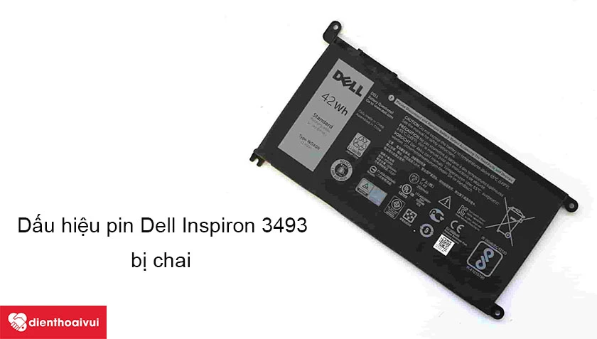 Dấu hiệu pin Dell Inspiron 3493 bị chai v&agrave; cần thay mới