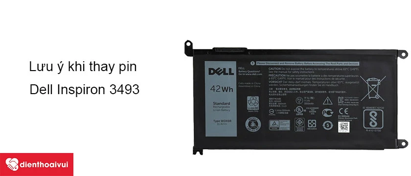Lưu &yacute; khi thay pin laptop Dell Inspiron 3493 mới