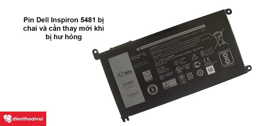 Dấu hiệu pin Dell Inspiron 5481 bị chai v&agrave; cần thay mới