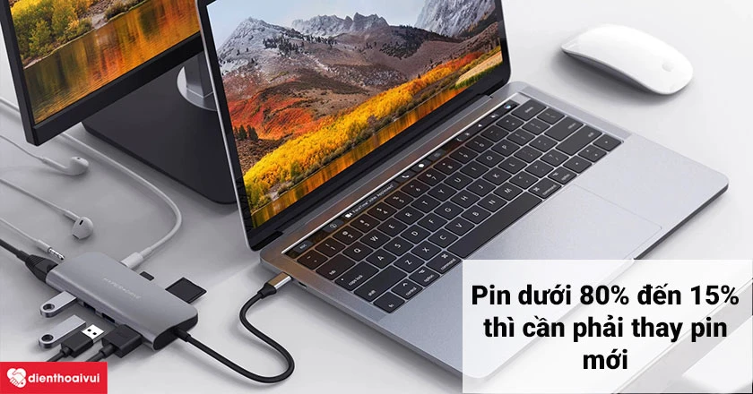 Pin MacBook Pro 2020 A2338 c&ograve;n bao nhi&ecirc;u phần trăm th&igrave; n&ecirc;n thay?