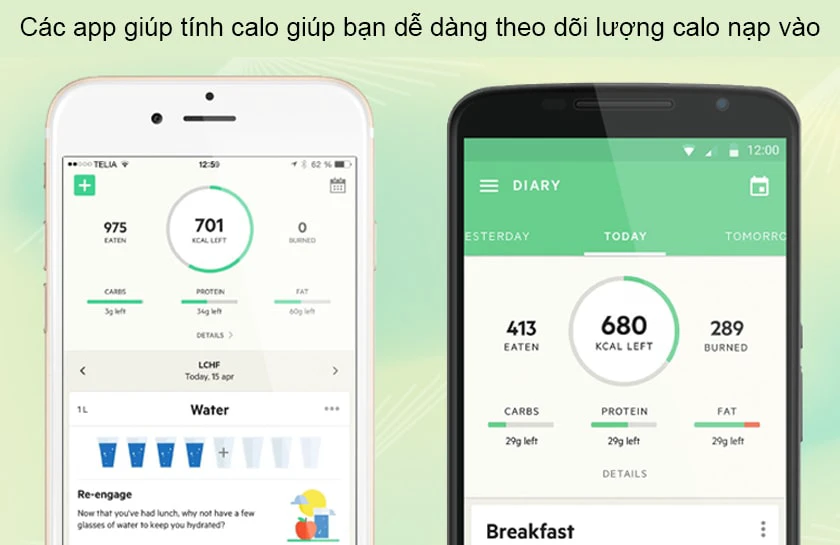 app, ứng dụng t&iacute;nh calo, đo calo bằng tiếng Việt