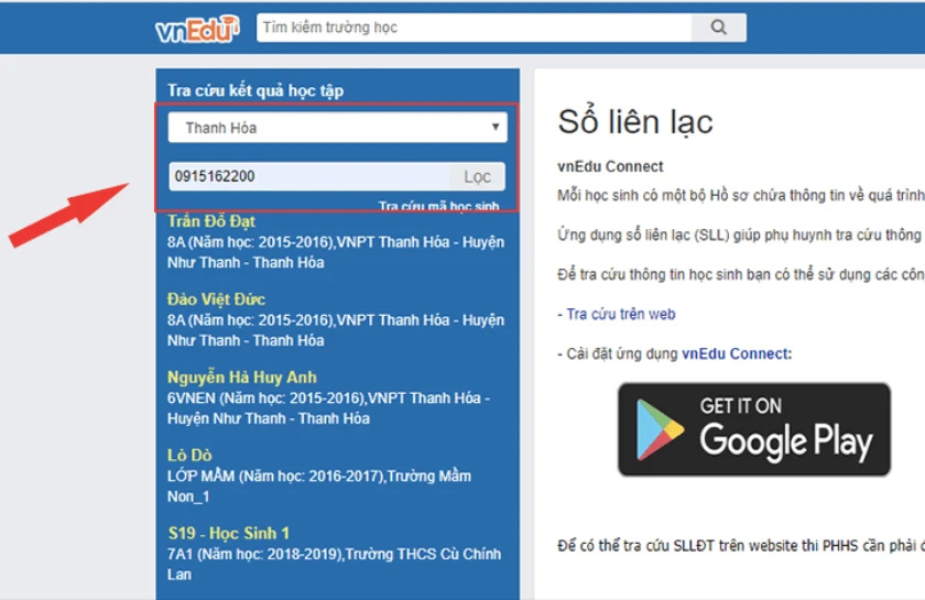 Hướng dẫn tra cứu kết quả học tập tr&ecirc;n m&aacute;y t&iacute;nh với vnedu.vn sổ li&ecirc;n lạc