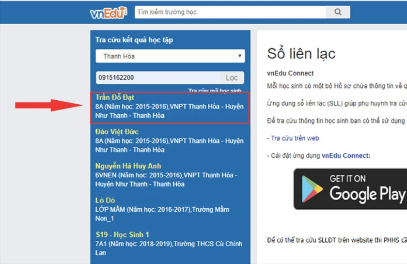 Hướng dẫn tra cứu kết quả học tập tr&ecirc;n m&aacute;y t&iacute;nh với vnedu.vn sổ li&ecirc;n lạc