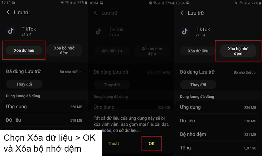 Thiết lập lại bộ nhớ cache của TikTok