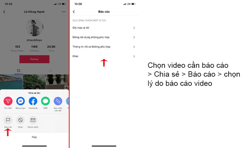 Xoá video của người khác