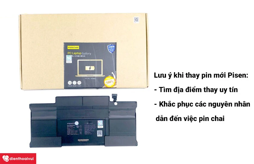 Thay pin ch&iacute;nh h&atilde;ng Pisen Macbook Air 2014 tại H&agrave; Nội v&agrave; TP.HCM