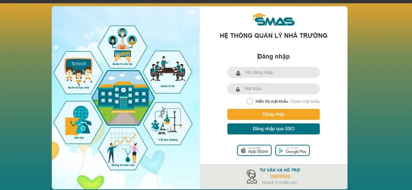 smas đăng nhập hệ thống nh&agrave; trường