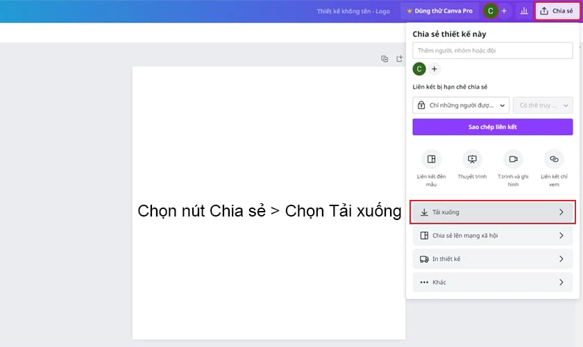 chọn n&uacute;t Chia sẻ ở g&oacute;c phải tr&ecirc;n c&ugrave;ng