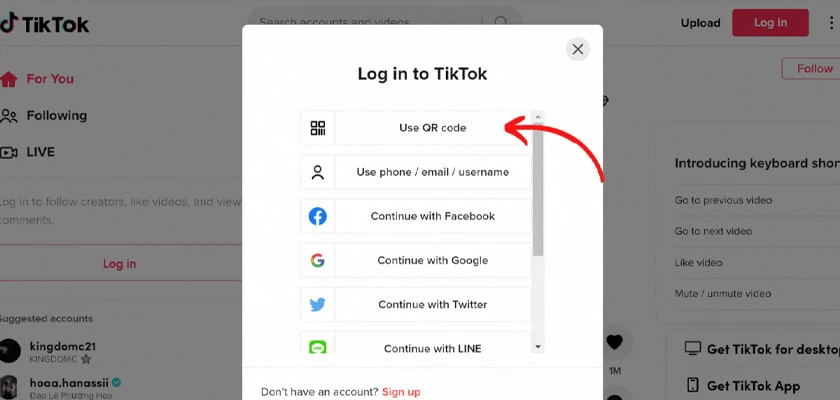 Cách đăng nhập Tik Tok bằng máy tính