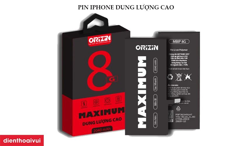 Thay iPhone 8 ch&iacute;nh h&atilde;ng Orizin dung lượng cực đại