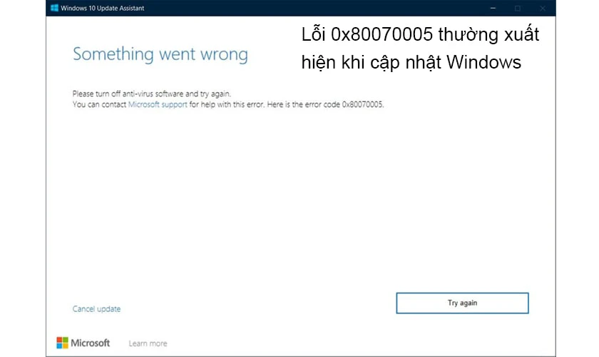 Lỗi windows update 0x80070005 l&agrave; lỗi g&igrave;?