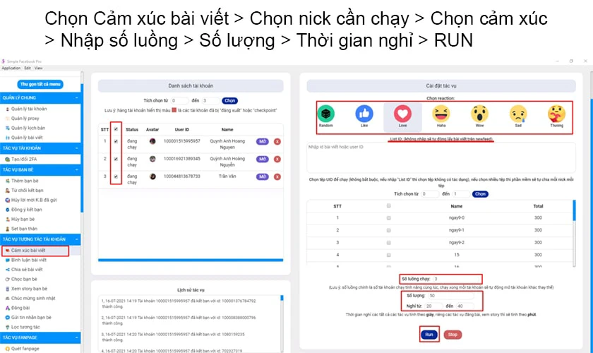 Hướng dẫn thả cảm x&uacute;c (reaction) cho b&agrave;i viết bằng Simple Facebook